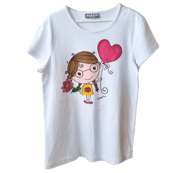 tricou pictat manual personalizat pentru fetite